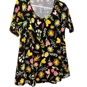 Lularoe Disney Hidden Mickey Floral Flower Perfect T Shirt Top size small S